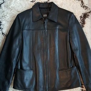 Andrew Marc Black Soft Lamb-Leather Jacket EUC